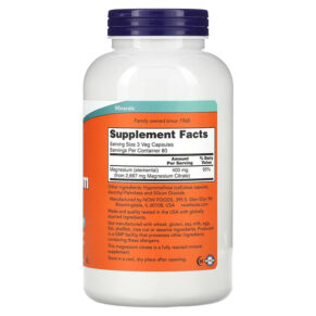 Thực phẩm bổ sung NOW Foods Magnesium Citrate 240 Veg Capsules 733739012968