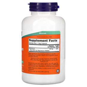 NOW Foods Magnesium Malate Caps 180 Veg Capsules 3 Thực phẩm bổ sung NOW Foods Magnesium Malate Caps 180 Veg Capsules 733739013033