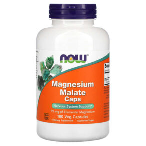 Thực phẩm chức năng NOW Foods Magnesium Malate Caps 180 Veg Capsules 733739013033