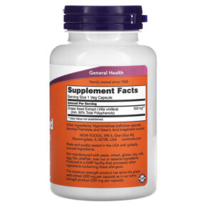 Thực phẩm bổ sung NOW Foods Maximum Strength Grape Seed Extract 500 mg 90 Veg Capsules 733739033956