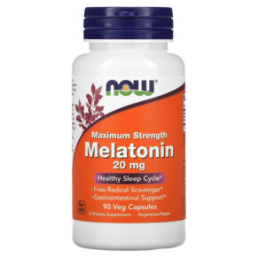 Thực phẩm chức năng NOW Foods Maximum Strength Melatonin 20 mg 90 Veg Capsules 733739035585