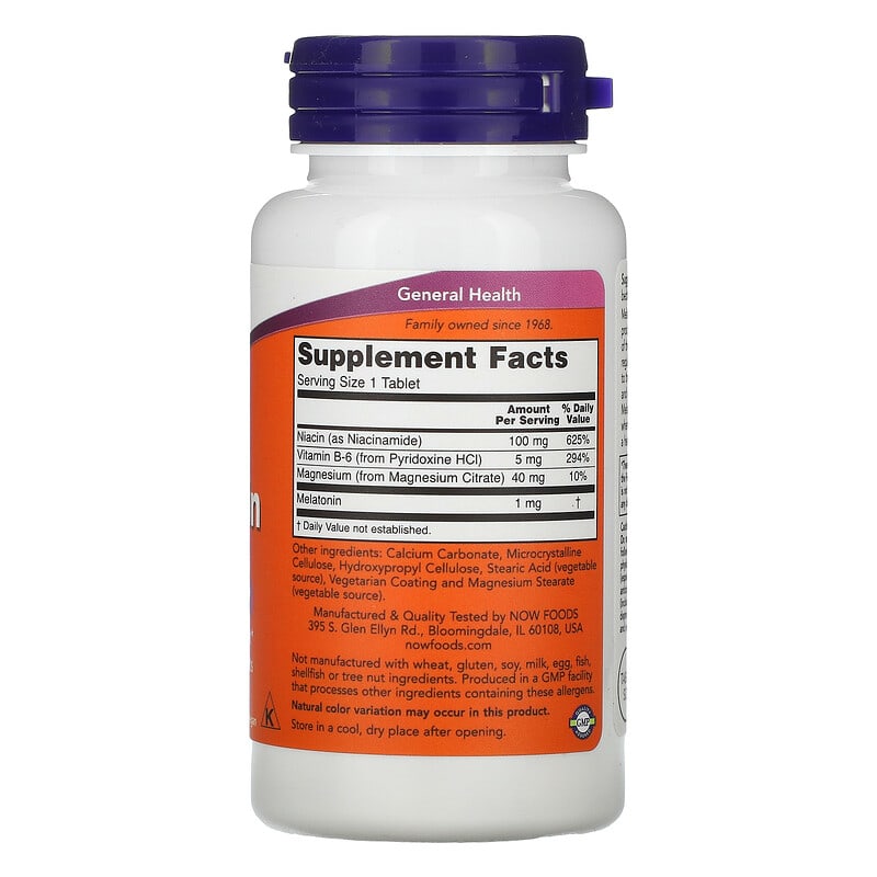 NOW Foods Melatonin 1 mg 100 Tablets 2 Thực phẩm bổ sung NOW Foods Melatonin 1 mg 100 Tablets 733739032621
