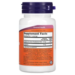 Thực phẩm bổ sung NOW Foods Melatonin 3 mg 180 Lozenges 733739032591