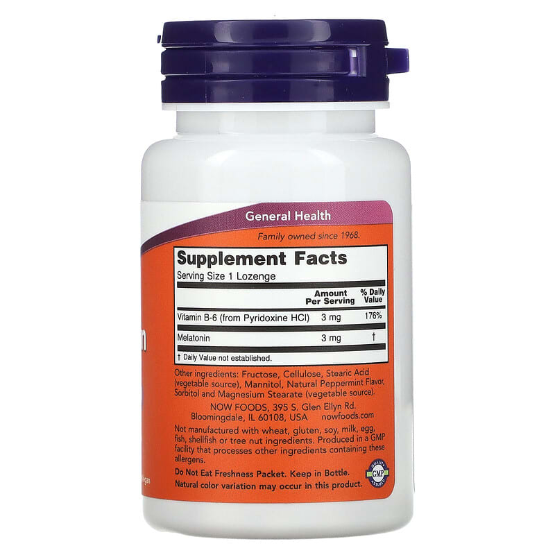 NOW Foods Melatonin 3 mg 90 Lozenges 2 Thực phẩm bổ sung NOW Foods Melatonin 3 mg 90 Lozenges 733739032584