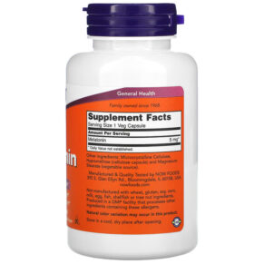 Thực phẩm bổ sung NOW Foods Melatonin 5 mg 180 Veg Capsules 733739035561