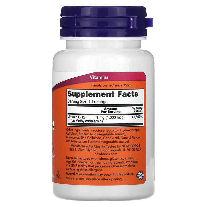 NOW Foods Methyl B-12 1.000 mcg 100 Lozenges 2 Thực phẩm bổ sung NOW Foods Methyl B-12 1.000 mcg 100 Lozenges 733739004956