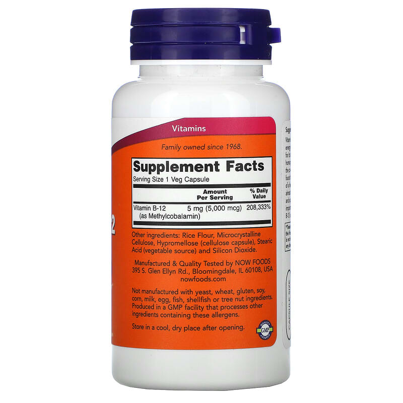 NOW Foods Methyl B-12 5.000 mcg 90 Veg Capsules 2 Thực phẩm bổ sung NOW Foods Methyl B-12 5.000 mcg 90 Veg Capsules 733739005052