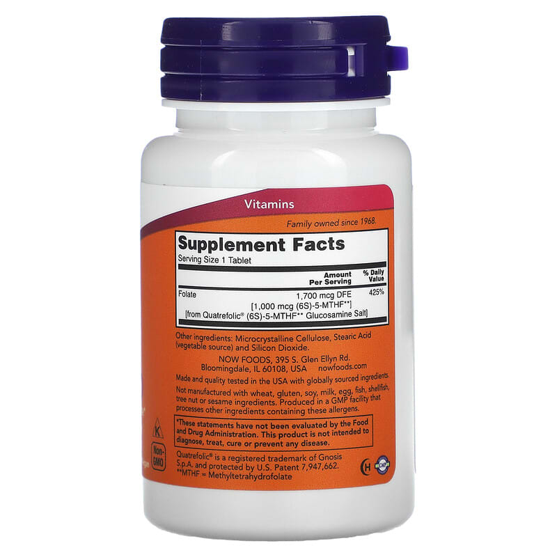 NOW Foods Methyl Folate 1.000 mcg 90 Tablets 2 Thực phẩm bổ sung NOW Foods Methyl Folate 1.000 mcg 90 Tablets 733739004918