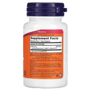 Thực phẩm bổ sung NOW Foods MK-7 Vitamin K-2 Extra Strength 300 mcg 60 Veg Capsules 733739009944