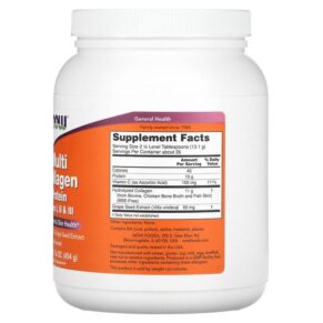 Thực phẩm bổ sung NOW Foods Multi Collagen Protein Type I II & III Unflavored 16 oz (454 g) 733739034168