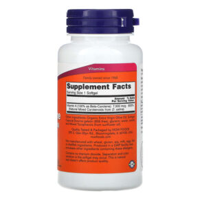 Thực phẩm bổ sung NOW Foods Natural Beta Carotene 7.500 mcg (25.000 IU) 90 Softgels 733739003201