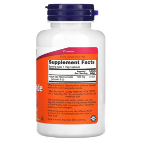 Thực phẩm bổ sung NOW Foods Niacinamide 500 mg 100 Veg Capsules 733739004789
