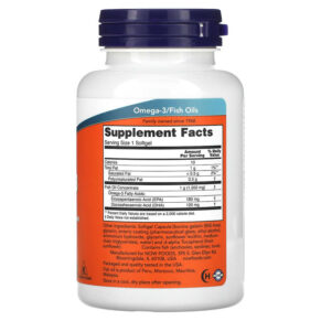 Thực phẩm bổ sung NOW Foods Omega-3 Fish Oil 90 Softgels 733739016560