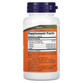Thực phẩm bổ sung NOW Foods Pancreatin 2000 100 Capsules 733739029454