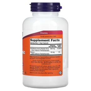 Thực phẩm bổ sung NOW Foods Pantothenic Acid 500 mg 250 Veg Capsules 733739004888