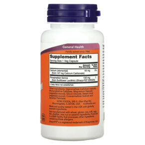 Thực phẩm bổ sung NOW Foods Phosphatidyl Serine Soy-Free 150 mg 60 Veg Capsules 733739023896