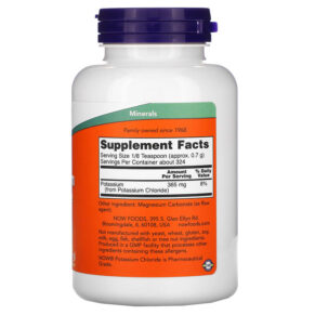 Thực phẩm bổ sung NOW Foods Potassium Chloride Powder 8 oz  (227 g) 733739014504