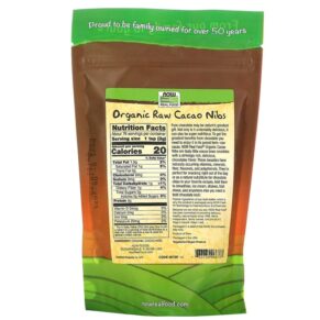 Thực phẩm bổ sung NOW Foods Real Food Organic Raw Cacao Nibs 8 oz (227 g) 733739066763