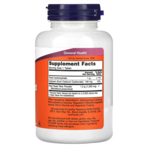 Thực phẩm bổ sung NOW Foods Red Yeast Rice 1.200 mg 120 Tablets 733739035035
