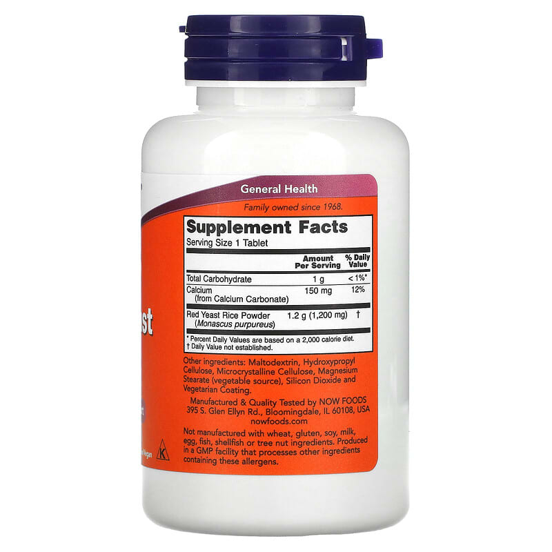 NOW Foods Red Yeast Rice 1.200 mg 60 Tablets 2 Thực phẩm bổ sung NOW Foods Red Yeast Rice 1.200 mg 60 Tablets 733739035042