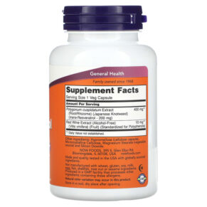 Thực phẩm bổ sung NOW Foods Resveratrol 200 mg 120 Veg Capsules 733739033543