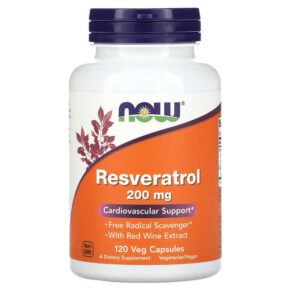 Thực phẩm chức năng NOW Foods Resveratrol 200 mg 120 Veg Capsules 733739033543