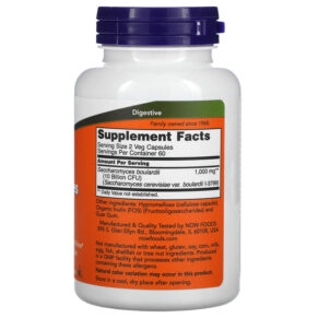 Thực phẩm bổ sung NOW Foods Saccharomyces Boulardii 5 Billion CFU 120 Veg Capsules 733739029522