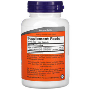 Thực phẩm bổ sung NOW Foods SAMe (Disulfate Tosylate) 200 mg 120 Veg Capsules 733739001283