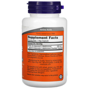 Thực phẩm bổ sung NOW Foods SAMe (Disulfate Tosylate) 200 mg 60 Veg Capsules 733739001276