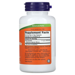 Thực phẩm bổ sung NOW Foods Saw Palmetto Berries Men's Health 550 mg 100 Veg Capsules 733739047472