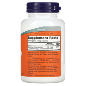 Thực phẩm bổ sung NOW Foods Selenium 200 mcg 180 Veg Capsules 733739014863