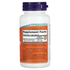 Thực phẩm bổ sung NOW Foods Selenium 200 mcg 90 Veg Capsules 733739014856