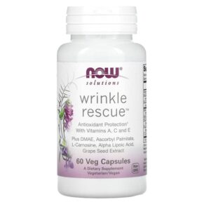 Thực phẩm chức năng NOW Foods Solutions Wrinkle Rescue 60 Veg Capsules 733739033673
