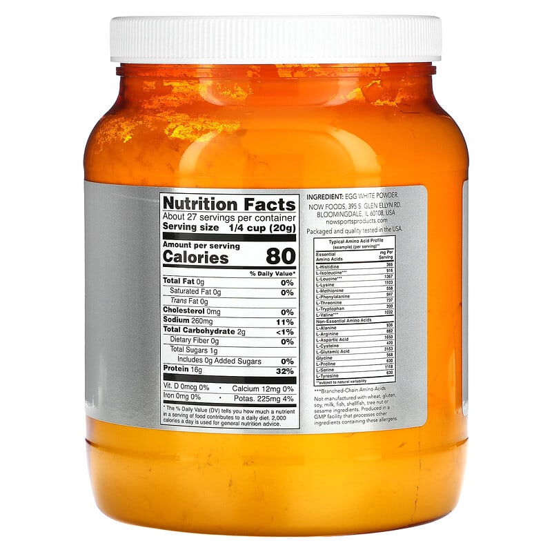 NOW Foods Sports Egg White Protein Protein Powder Unflavored 1.2 lbs (544 g) 2 Thực phẩm bổ sung NOW Foods Sports Egg White Protein Protein Powder Unflavored 1.2 lbs (544 g) 733739020406
