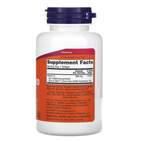 Thực phẩm bổ sung NOW Foods Sun-E 400 120 Softgels 733739009364