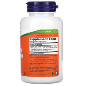 Thực phẩm bổ sung NOW Foods Turmeric Curcumin 60 Veg Capsules 733739046383