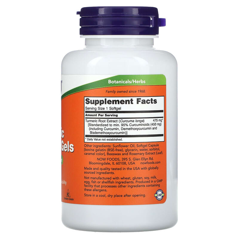 NOW Foods Turmeric Curcumin Gels 60 Softgels 2 Thực phẩm bổ sung NOW Foods Turmeric Curcumin Gels 60 Softgels 733739049384