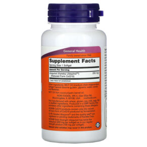 Thực phẩm bổ sung NOW Foods Ubiquinol 200 mg Extra Strength 60 Softgels 733739031440