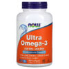 Thực phẩm chức năng NOW Foods Ultra Omega-3 500 EPA / 250 DHA 180 Enteric Coated Softgels 733739016621