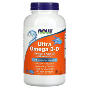 Thực phẩm chức năng NOW Foods Ultra Omega 3-D 600 EPA / 300 DHA 180 Fish Softgels 733739016645