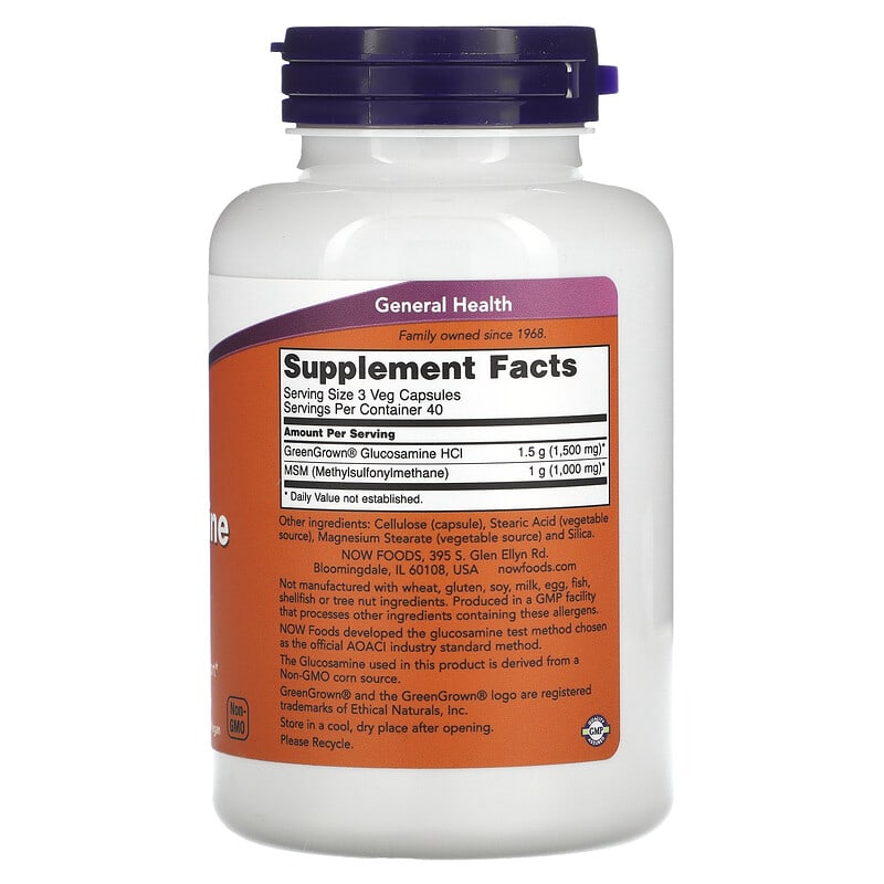 NOW Foods Vegetarian Glucosamine & MSM 120 Veg Capsules 2 Thực phẩm bổ sung NOW Foods Vegetarian Glucosamine & MSM 120 Veg Capsules 733739031303