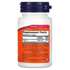 Thực phẩm bổ sung NOW Foods Vitamin A 10.000 IU 100 Softgels 733739003300