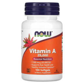 Thực phẩm chức năng NOW Foods Vitamin A 7.500 mcg (25.000 IU) 100 Softgels 733739003409