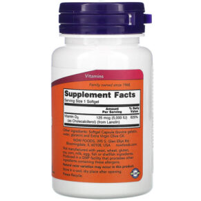 Thực phẩm bổ sung NOW Foods Vitamin D-3 5.000 IU 120 Softgels 733739003720