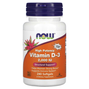 Thực phẩm chức năng NOW Foods Vitamin D-3 50 mcg (2.000 IU) 240 Softgels 733739003775