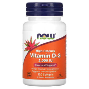 Thực phẩm chức năng NOW Foods Vitamin D-3 High Potency  2.000 IU 120 Softgels 733739003676