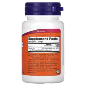 Thực phẩm bổ sung NOW Foods Vitamin D-3 High Potency 5.000 IU 240 Softgels 733739003737