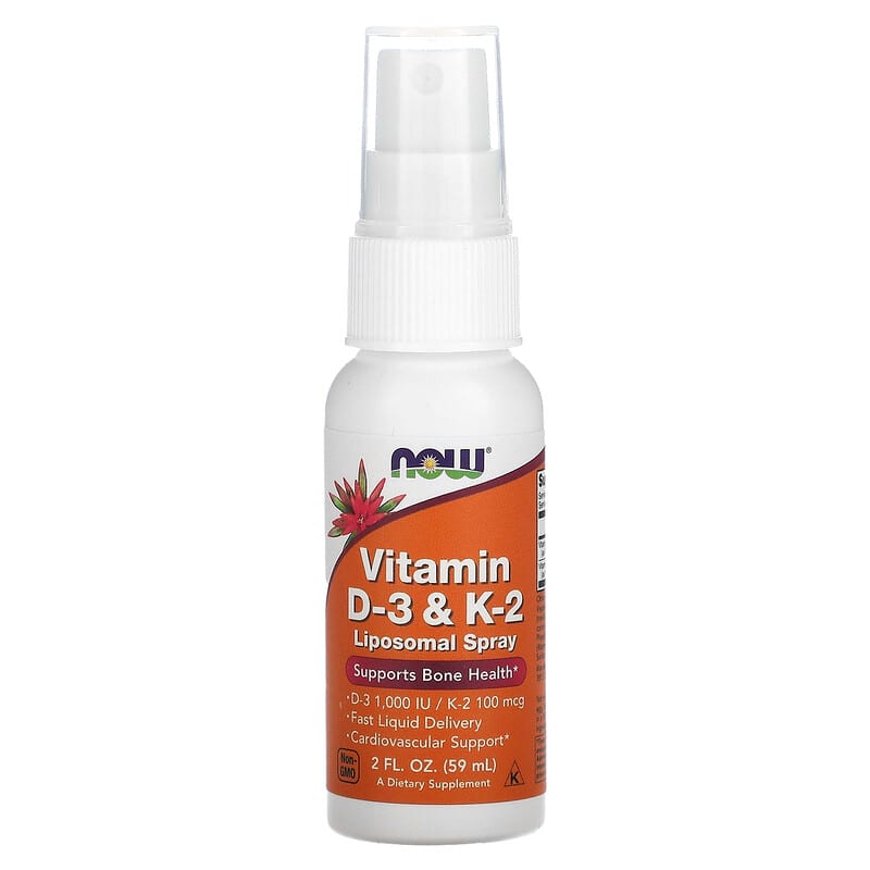 NOW Foods Vitamin D-3 & K-2 Liposomal Spray 2 fl oz (59 ml) 8 Thực phẩm chức năng NOW Foods Vitamin D-3 & K-2 Liposomal Spray 2 fl oz (59 ml) 733739003812