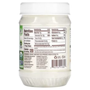 Thực phẩm bổ sung Nutiva Organic Regeneratively Grown Virgin Coconut Oil 15 fl oz (444 ml) 692752113857