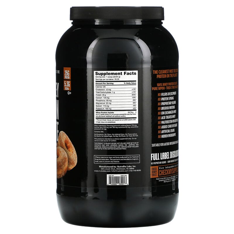 Nutrabio Labs 100% Whey Protein Isolate Cinnamon Sugar Donut 2 lb (907 g) 2 Thực phẩm bổ sung Nutrabio Labs 100% Whey Protein Isolate Cinnamon Sugar Donut 2 lb (907 g) 649908269913